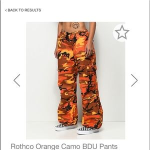 ORANGE CARGO CAMO PANTS